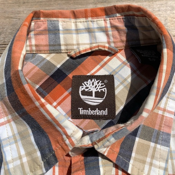 💜MENS Timberland Button Up Cotton Shirt Size Small - Picture 4 of 6